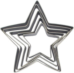 Zenker 44813 Lot de 5 emporte-pièces étoiles, lot de 5 emporte-pièces étoiles, acier inoxydable, argent, 6-12 x 2,5 cm