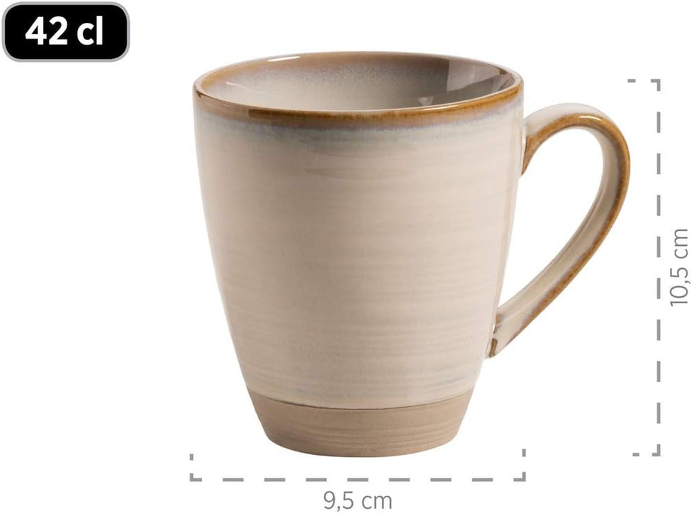 MÄSER 931512 Nottingham Vintage Series Service de table pour 4 personnes, service combiné de 20 pièces avec formes rondes irrégulières au look rétro, carrelage, beige