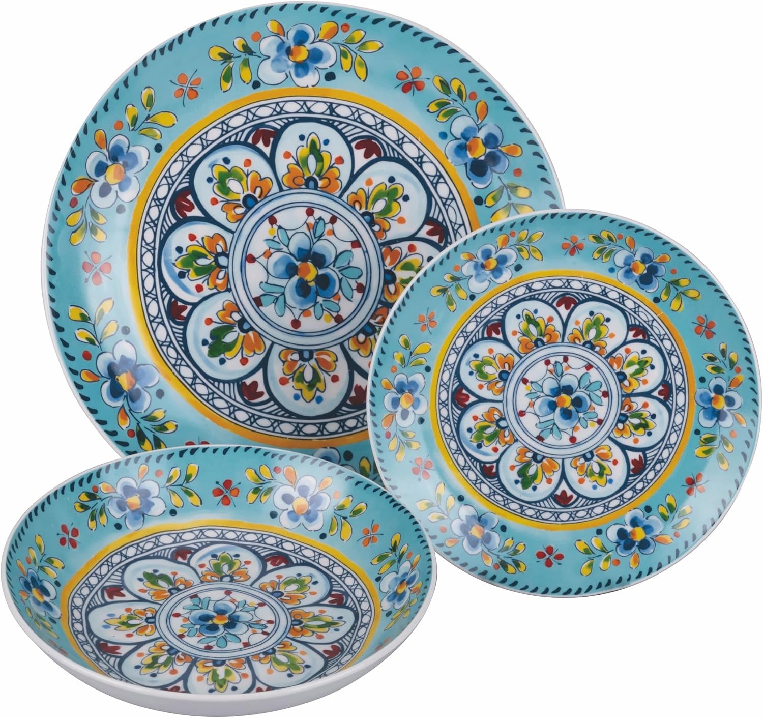 Service de table en porcelaine 18 pièces, 6 ensembles d'assiettes différents, Andalousie