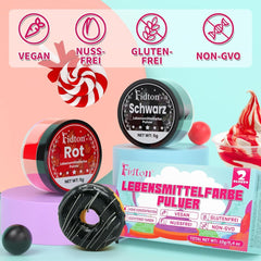 Colorant alimentaire en poudre - 2 couleurs colorant alimentaire hydrosoluble ultra concentré, colorant alimentaire pour fondant, colorant alimentaire, macarons, pâtisserie, colorant alimentaire rouge et noir - 5 g