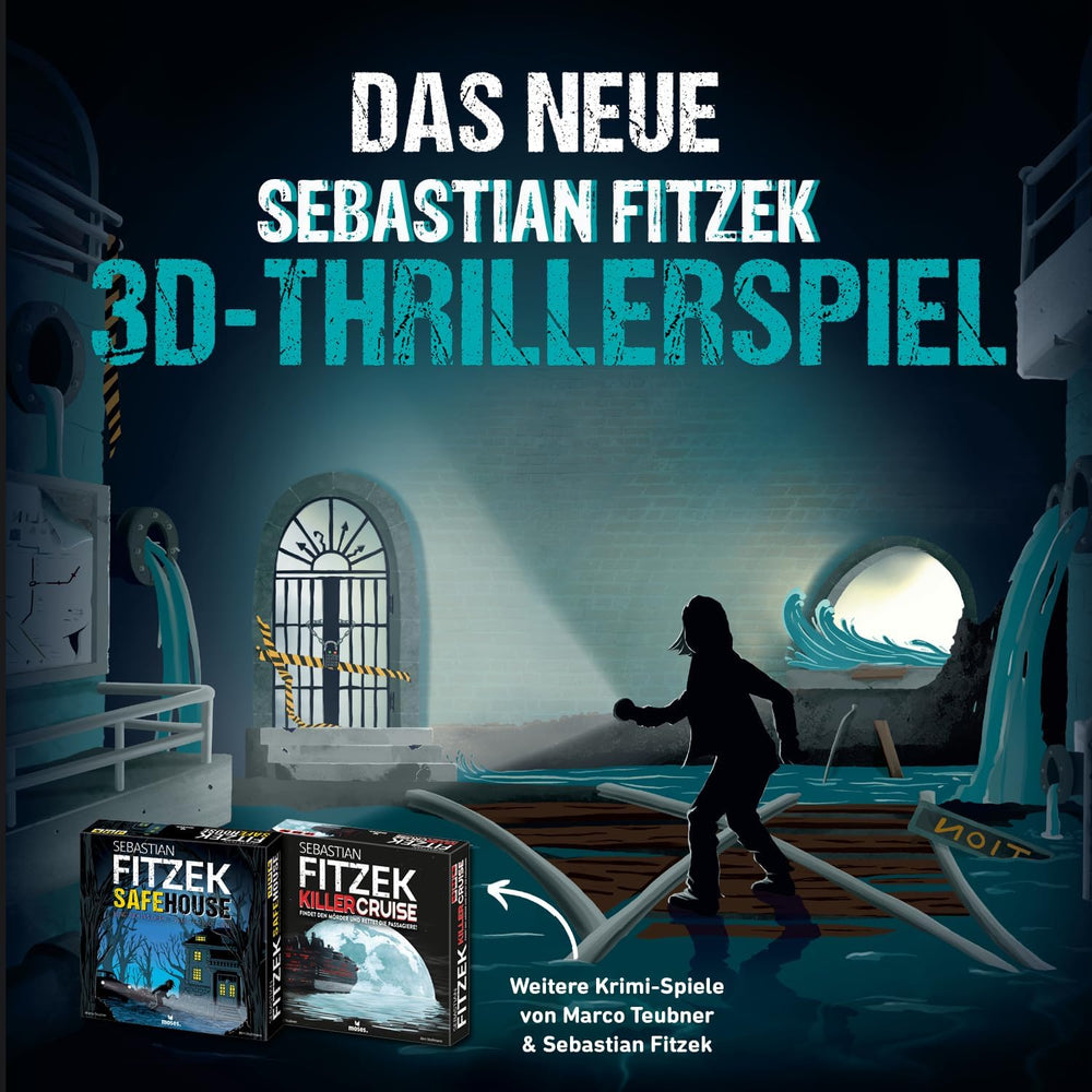 Moïse. Sebastian Fitzek Underground, un jeu de thriller 3D innovant pour les fans d'escape game, un jeu de société coopératif de Marco Teubner avec différents niveaux de difficulté, à partir de 12 ans.