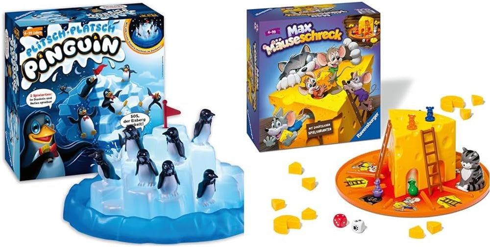 Ravensburger 21325 - Pingouin de Plitsch Platsch - grand facteur de dextérité amusant pour les enfants et les adultes - classique pour 1 à 5 joueurs à partir de 4 ans - cadeaux d'anniversaire