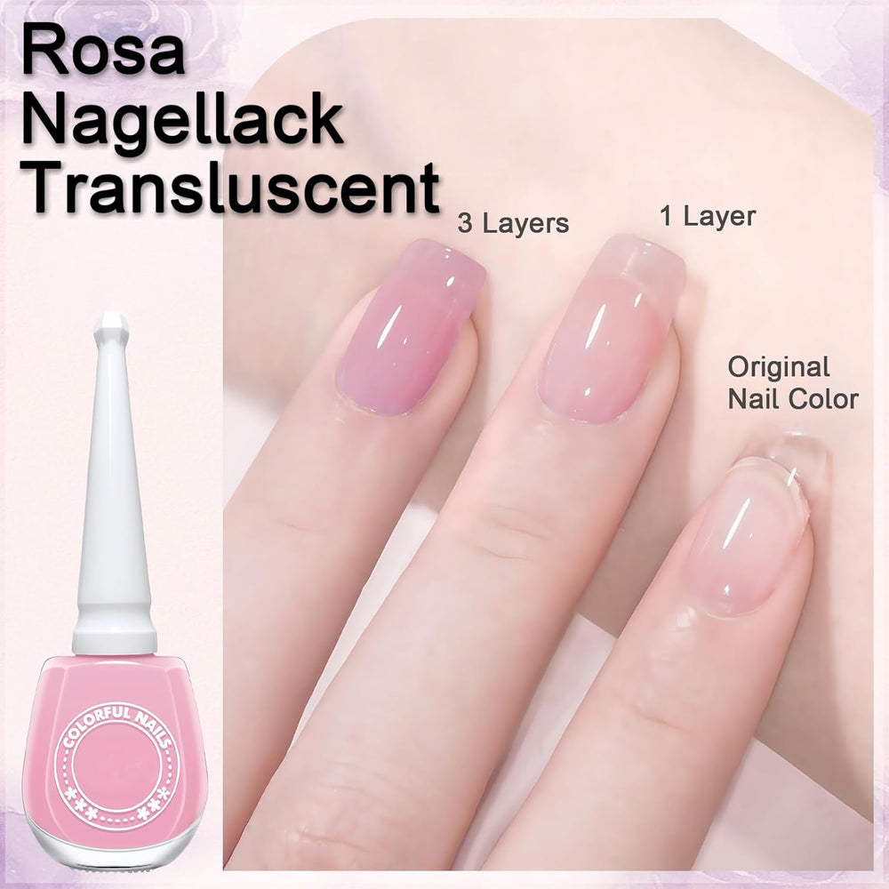 Vernis à ongles rose gelée 13 ml, séchage rapide, longue durée, naturel, translucide, régulier, sans lampe UV, pour femmes, DIY Nail Art (rose classique)