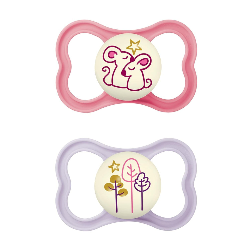 MAM Air Lot de 2 Sucettes en Silicone Extra Légères et Aérées Sucette pour Bébé Respectueuse des Dents en Silicone Spécial MAM SkinSoft avec Boîte à Sucette 6-16 Mois Ours/Rhinocéros