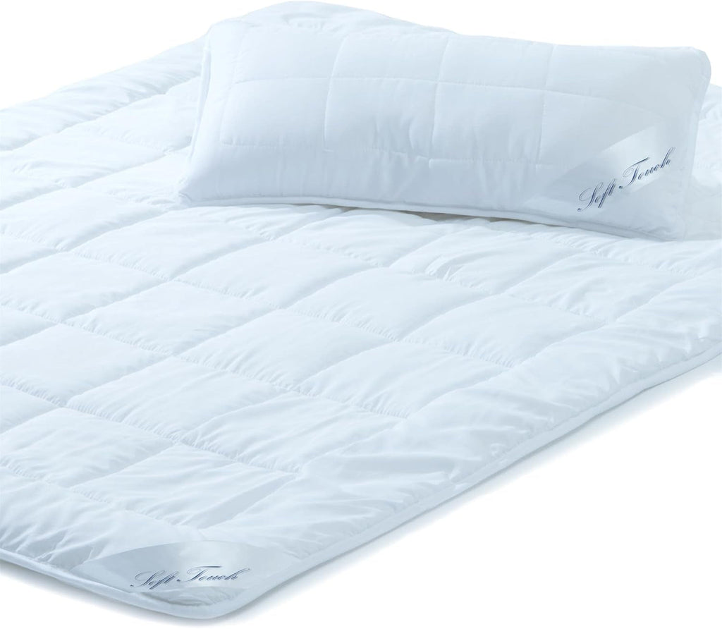 Aqua-Textil Soft Touch Set pentru copii Plapumă 100 X 135 Cm 250G și 350G cu pernă 40 X 60 Cm 150G Plapumă 4 anotimpuri Reglare climatică Oeko-Tex Plapumi si pilote Naty Shop 155X220 Cm + 1X 40X80 Cm stabilit pe tot parcursul anului