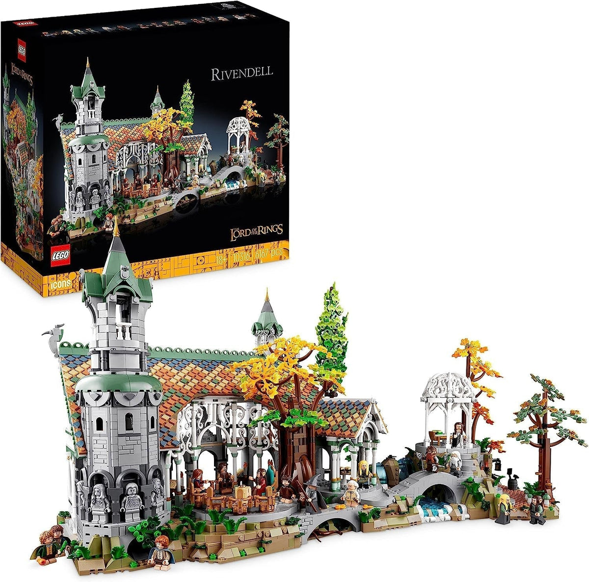 LEGO Icons Le Seigneur des Anneaux : Rivendell - Ensemble de collection et de présentation pour adultes avec 15 figurines uniques dont Gandalf, Legolas, Aragorn et Frodon En exclusivité sur Amazon - 10316 Jeux de construction Besuche den LEGO-Store Single