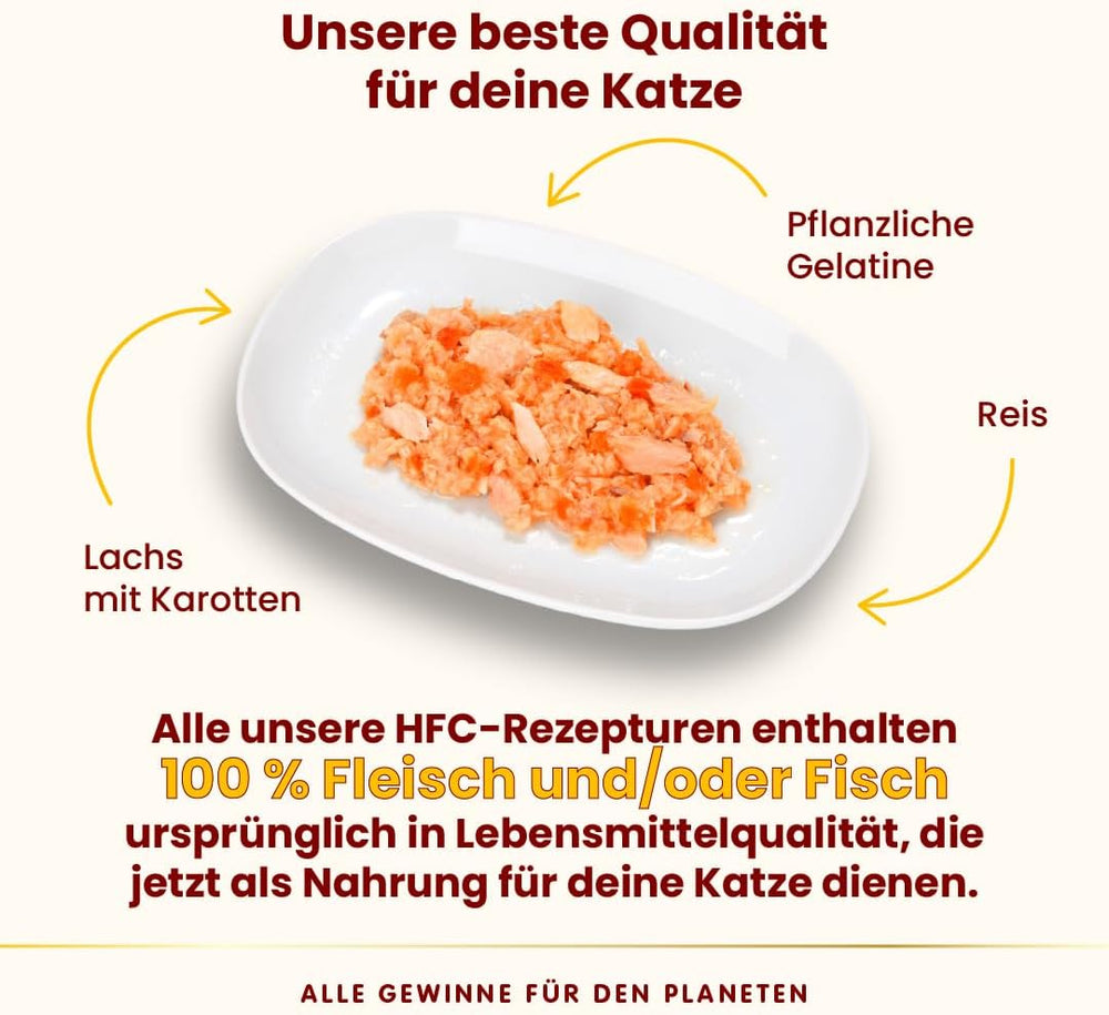 Almo Nature HFC Jelly - Hrană umedă pentru pisici adulte - Somon și Morcovi - Calitate umană, Fără gluten - 6 x 70g