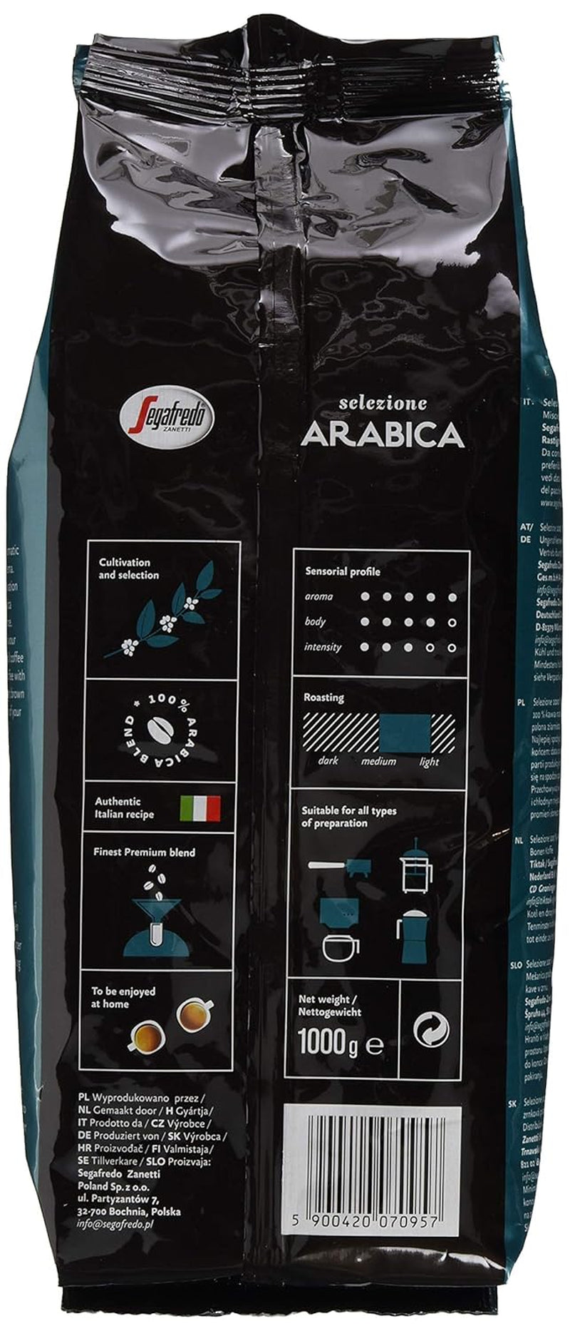 Segafredo Zanetti Selectione Arabica, paquet de 2 (2 x 1000g)