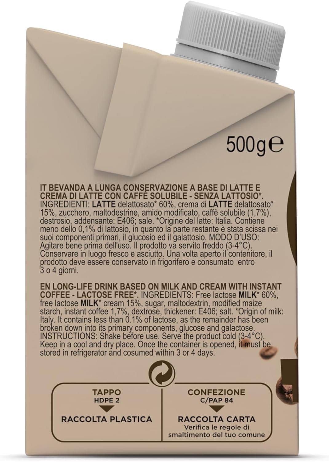 Gimoka Cream Caffè Latte Sans Lactose Sans Gluten Sans Conservateurs