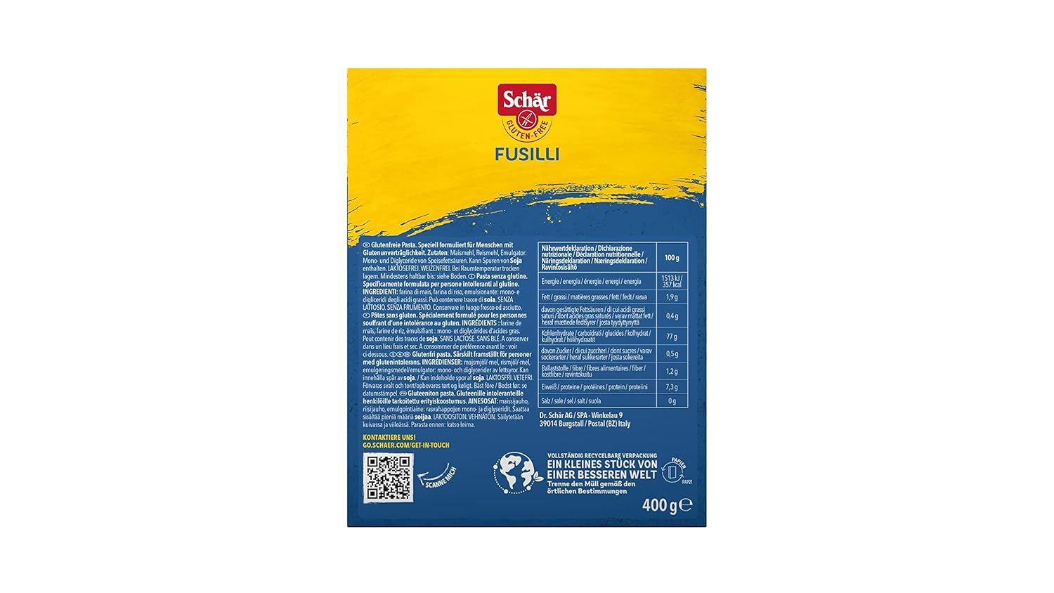 Fusilli sans gluten, 400g
