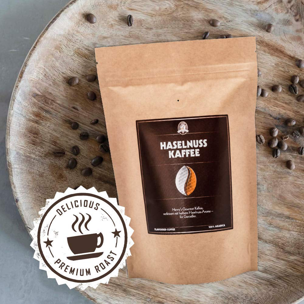 Cafea cu alune de pădure Henry's 500g - Cafea gourmet rafinată cu cele mai fine arome - prăjită artizanal - boabe de cafea premium