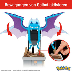 MEGA Pokémon Mini Motion-Golbat - meilleur au-dessus de 313 pièces pour un montage de montage, avec un bouton versteckten, avec fonction Flügelschlag, 13 cm de gros, très bien avec des exstellen, HTH72