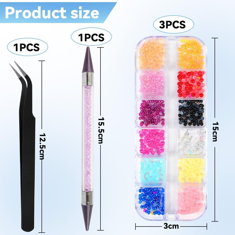 Harz Strasssteine 4200Pcs Strass Kristalle 1Mm-5Mm Gemischte Kinder Bastelsachen Kit Mit Strass Mit Picking Pinzette Und Stift Für DIY Nägel Kleidung Kunsthandwerk Gemischt Becher Party (A)