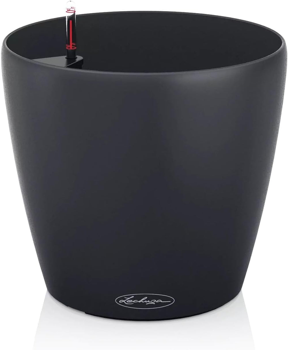 Jardinière LECHUZA Classico Couleur ECO 35 Gris Foncé | Jardinière avec système d'arrosage et indicateur de niveau d'eau | Fabriqué à partir de plastique 100 % recyclé | Finition mate | Ø 34,5 x 32,5 cm | 18935