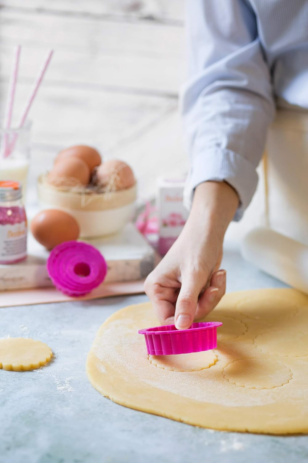 0255301 Jeu de moules à biscuits, ronds ondulés, 6 pièces, 1,5/2,5/3,5/5/6,5/8 cm