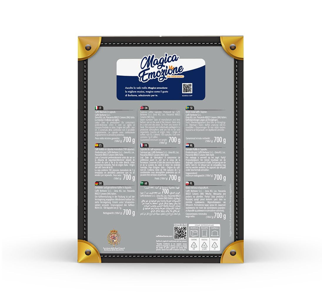 Caffè Borbone Blue Kaffeemischung - 100 Kapseln - Compatible avec Kaffeemaschinen der Marke Lavazza®* Espresso Point®*