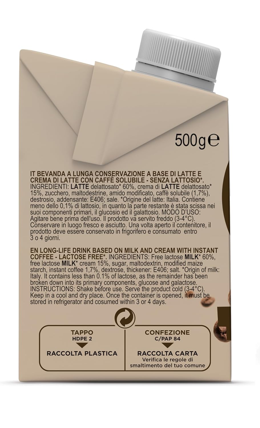 Gimoka Cream Caffè Latte Sans Lactose Sans Gluten Sans Conservateurs