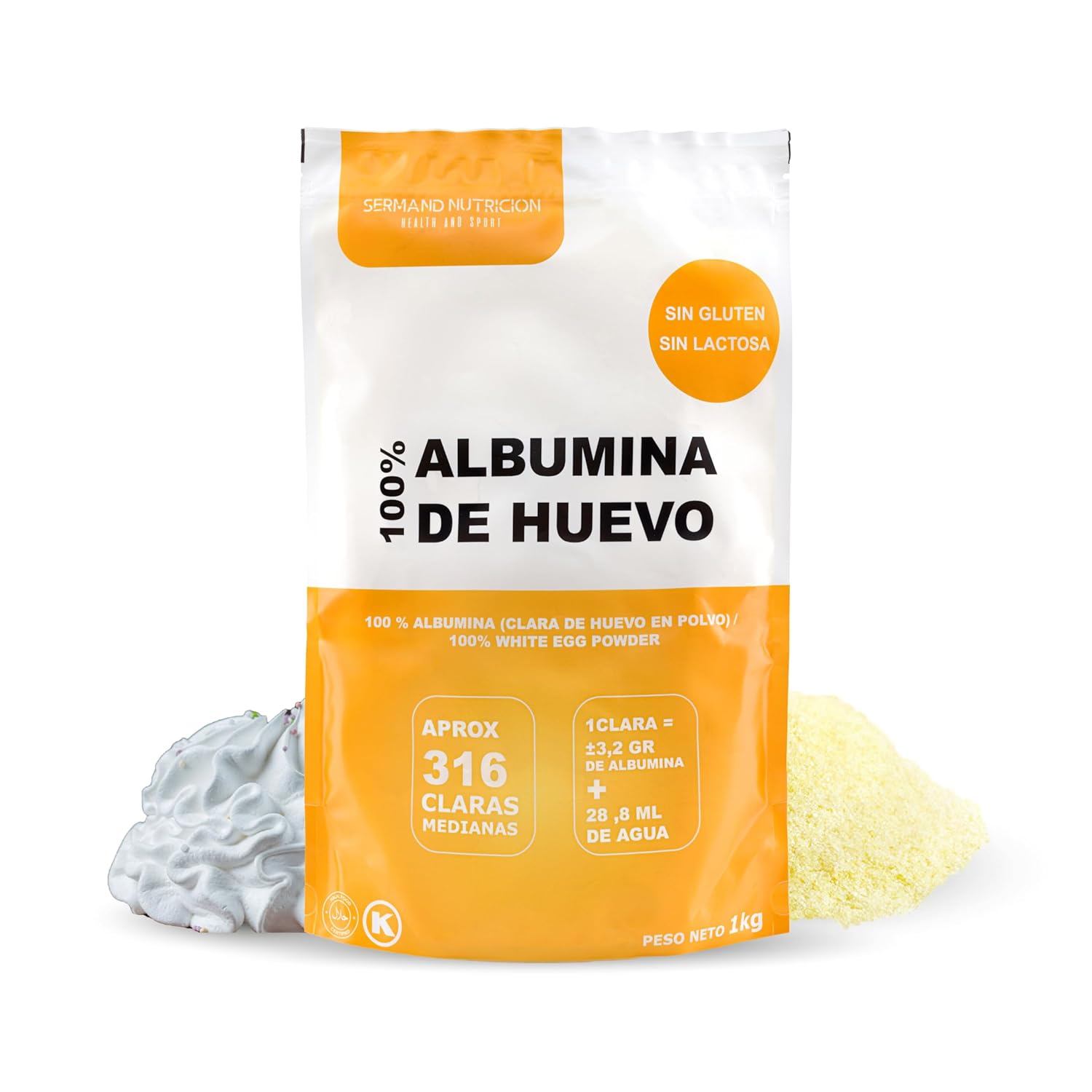 Sermand Nutrition Albumine d'Oeuf 100% Poudre Sans Gluten Sans Lactose