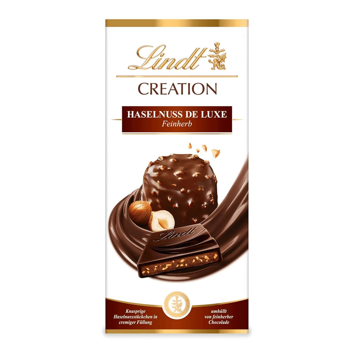 Lindt Creation Hazelnut De Luxe Bar - Chocolat noir aux noisettes croquantes dans une garniture crémeuse