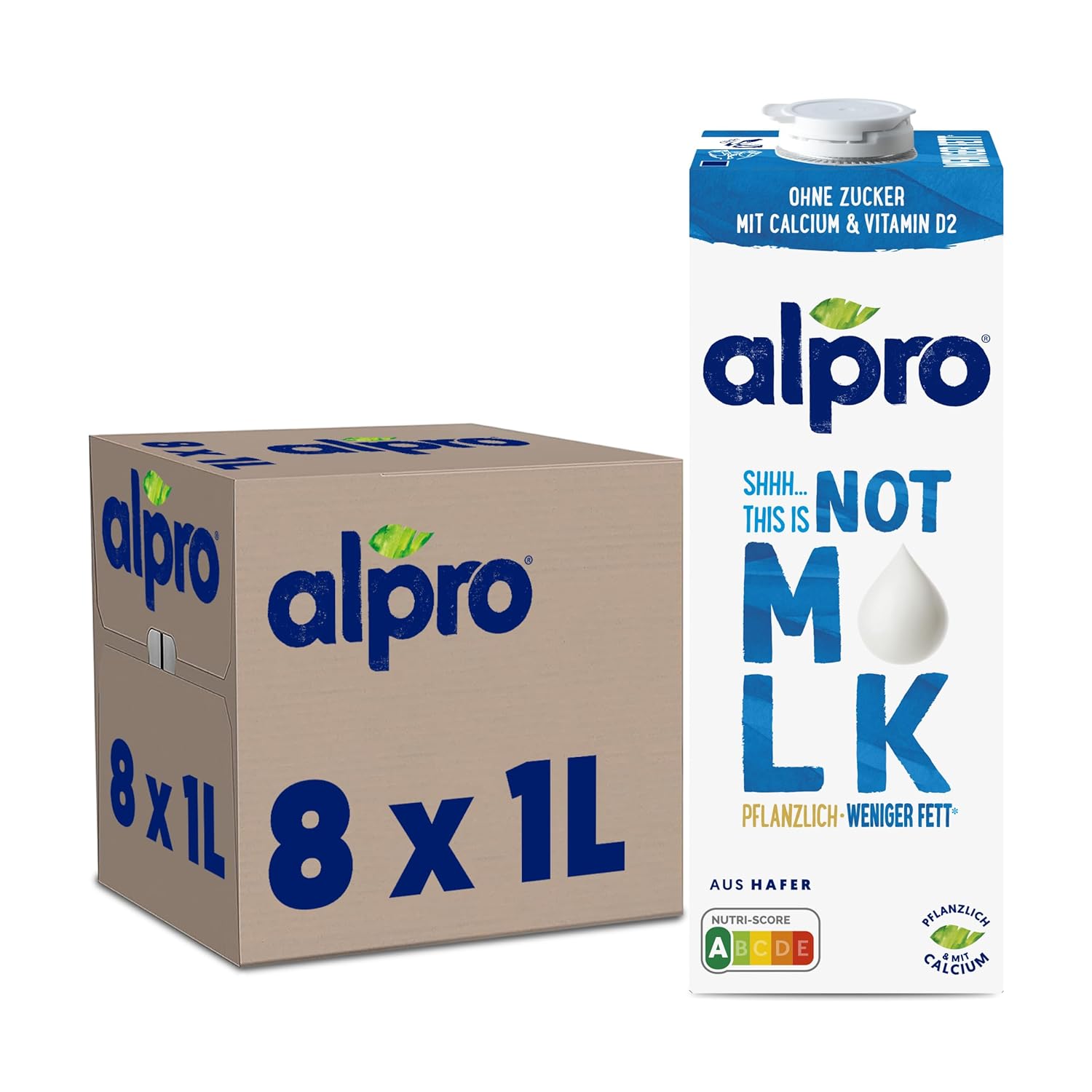Alpro This is Not Milk 3.5 Prozent – Vegan et sans lait – Sans lait naturel – Riche en substances de ballast, calcium et vitamines – 8 x 1 L – Haltbar
