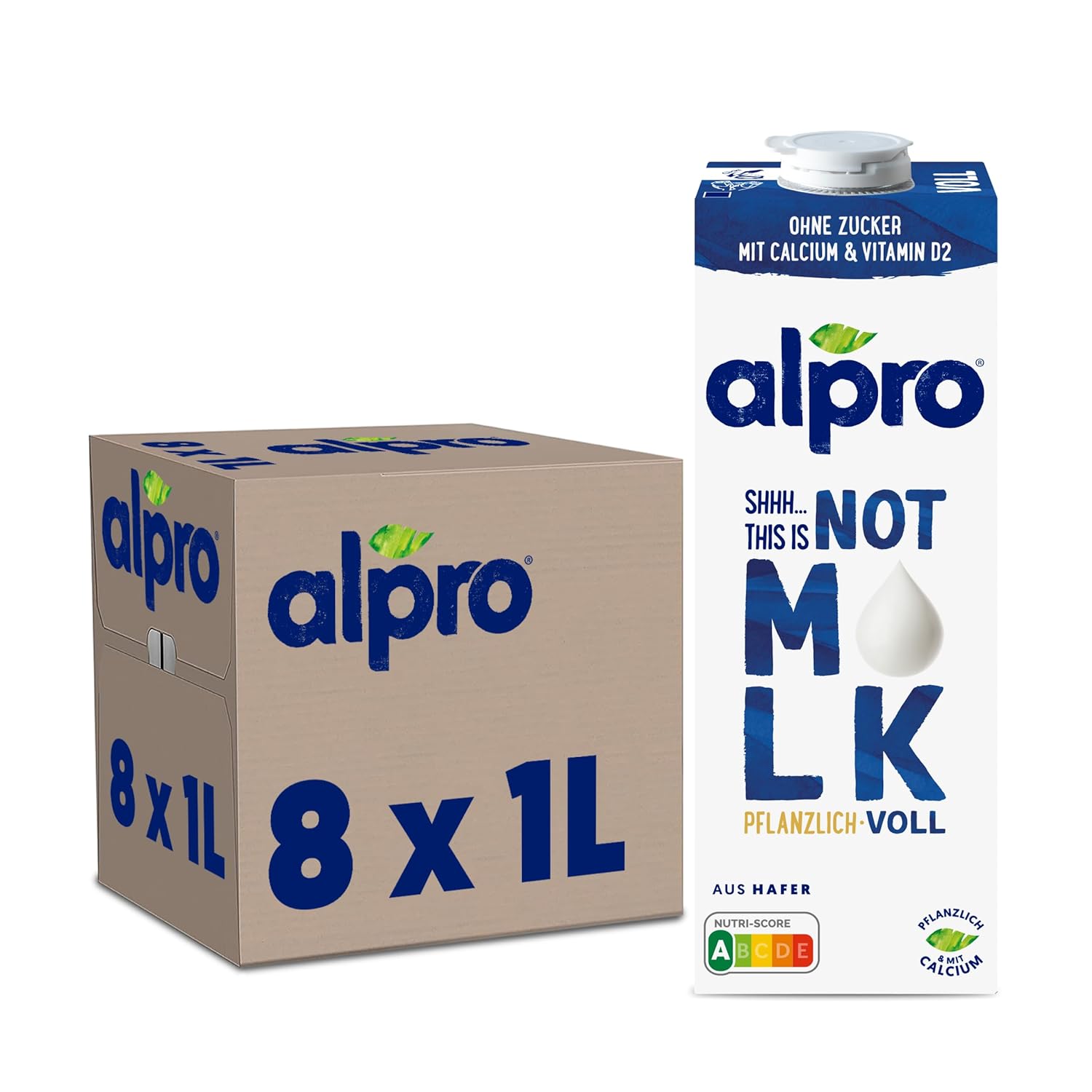 Alpro This is Not Milk 3.5 Prozent – Vegan et sans lait – Sans lait naturel – Riche en substances de ballast, calcium et vitamines – 8 x 1 L – Haltbar