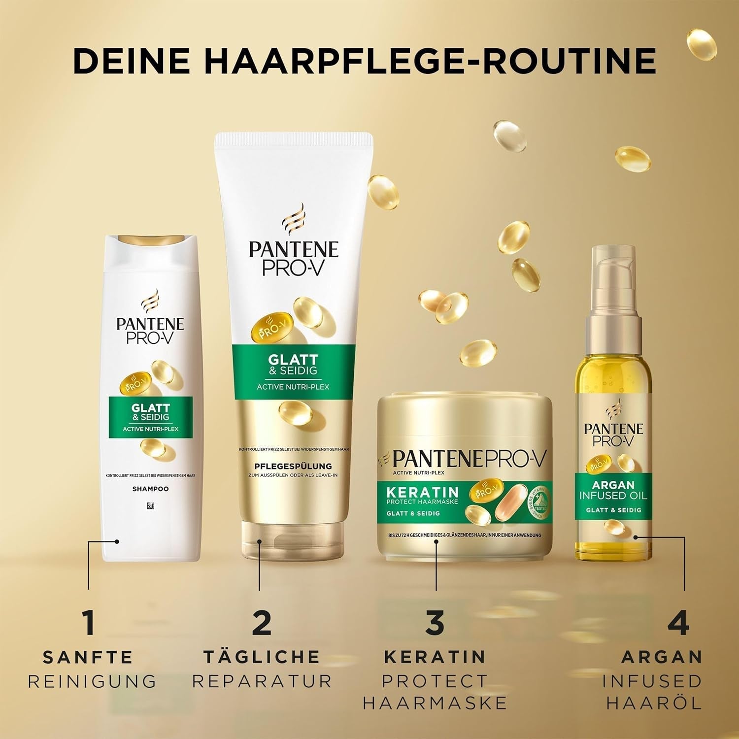 Pantene Pro-V Smooth & Silky Keratin Protect Hair Mask 500ml pentru păr creț și uscat, Până la 72 de ore de păr neted și strălucitor într-o singură aplicare, Cu formula Pro-V și Active Nutri-Plex Masca de par Naty Shop