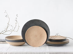 CreaTable, 13139, série Catania, service de table 12 pièces, service d'assiettes en porcelaine, passe au lave-vaisselle et au micro-ondes, fabriqué au Portugal