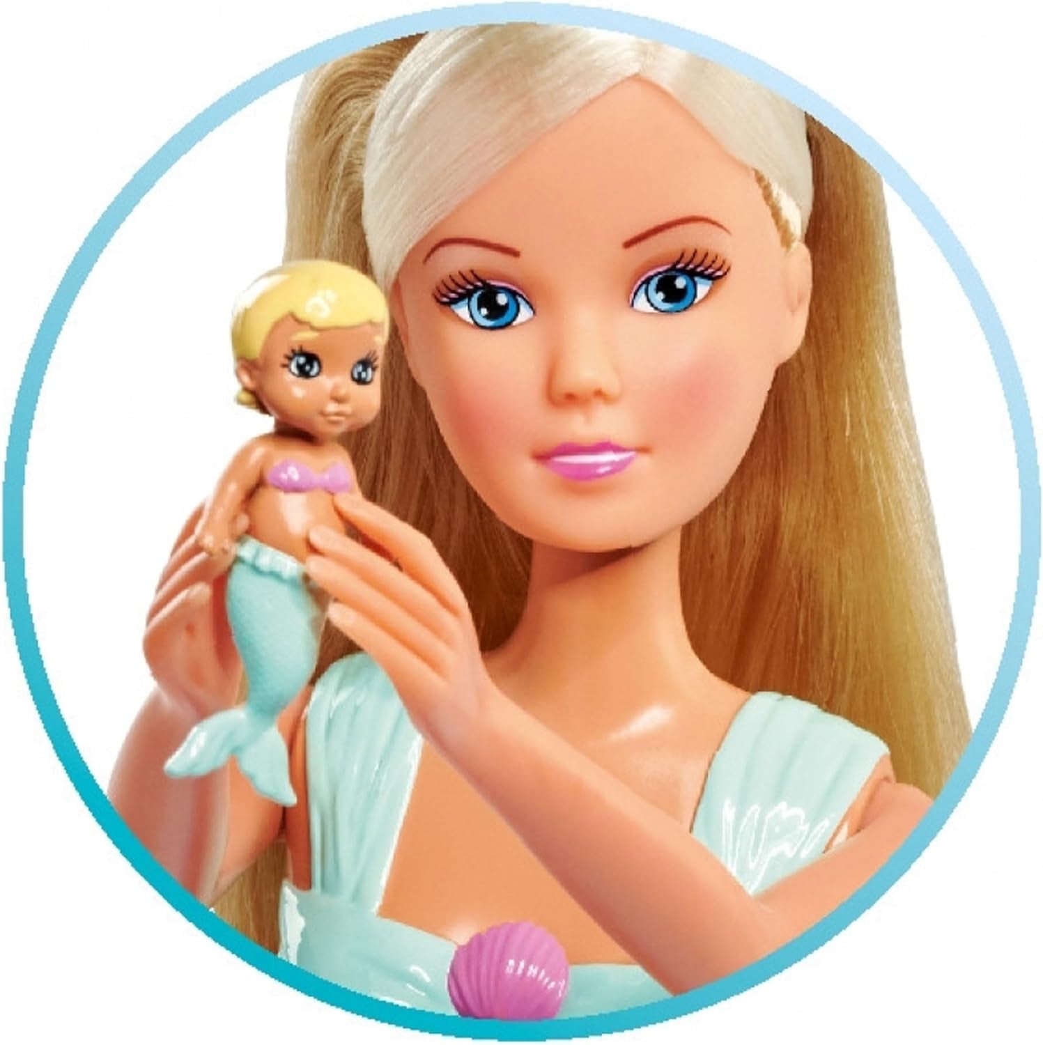Simba 105733524 - Steffi Love Mermaid Family Enceinte Sirène Kevin Poupée avec berceau 29 cm Poupées tendance pour 3 ans et plus