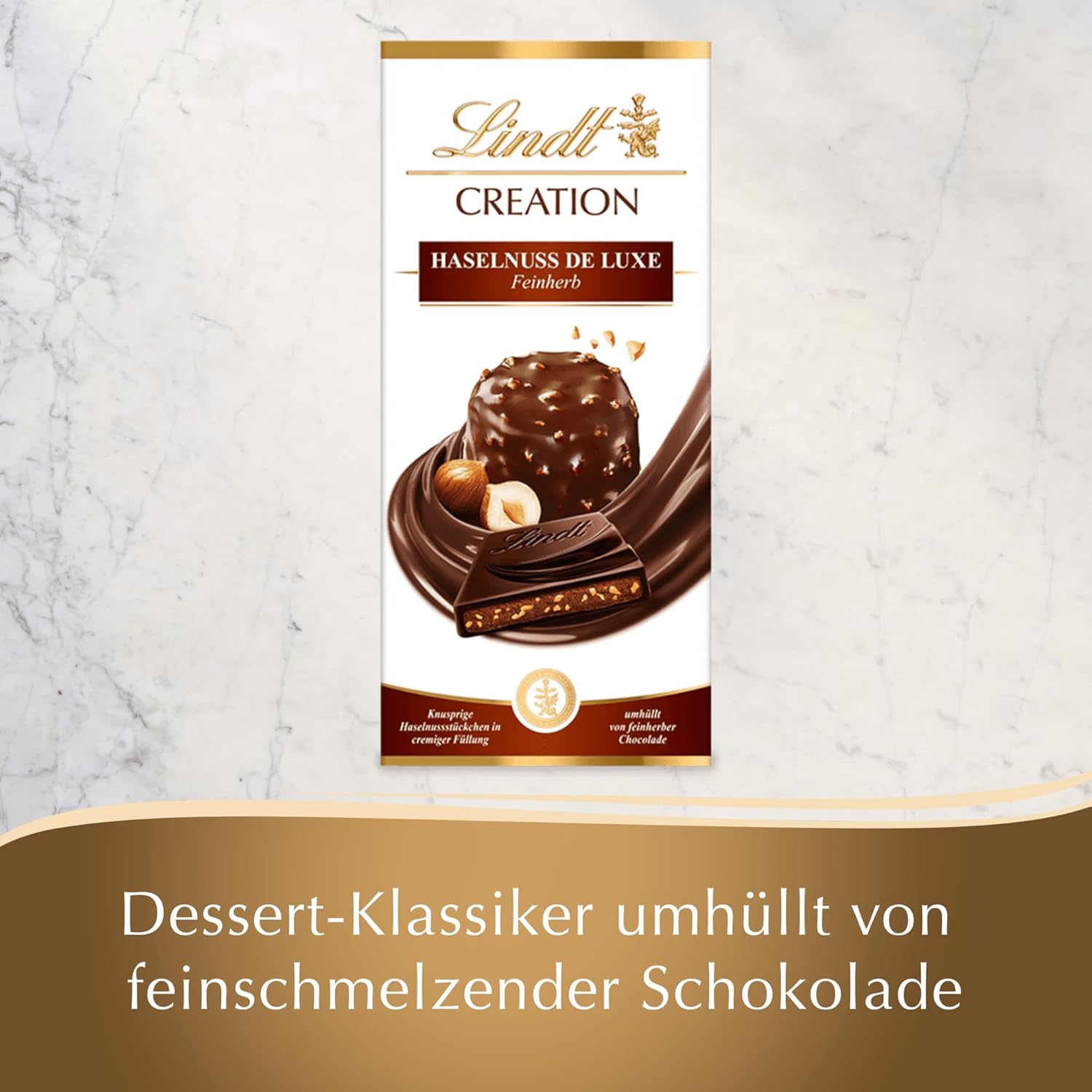 Lindt Creation Hazelnut De Luxe Bar - Chocolat noir aux noisettes croquantes dans une garniture crémeuse