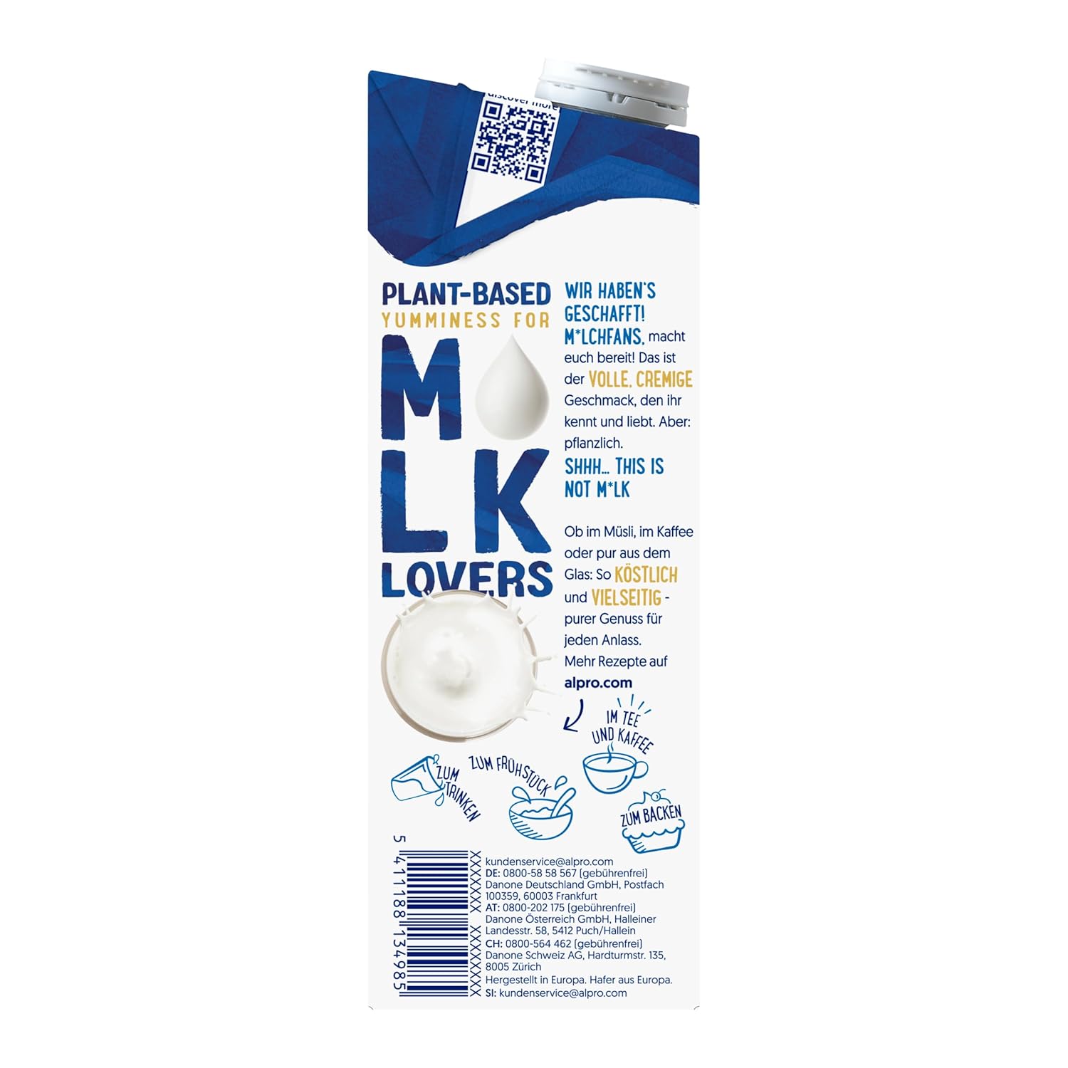 Alpro This is Not Milk 3.5 Prozent – Vegan et sans lait – Sans lait naturel – Riche en substances de ballast, calcium et vitamines – 8 x 1 L – Haltbar