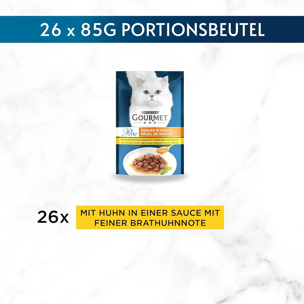 Gourmet Perle Delight nourriture humide pour chat en sauce au poulet, paquet de 26 (26 x 85g)