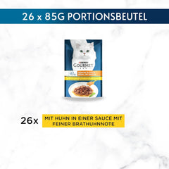Gourmet Perle Delight nourriture humide pour chat en sauce au poulet, paquet de 26 (26 x 85g)