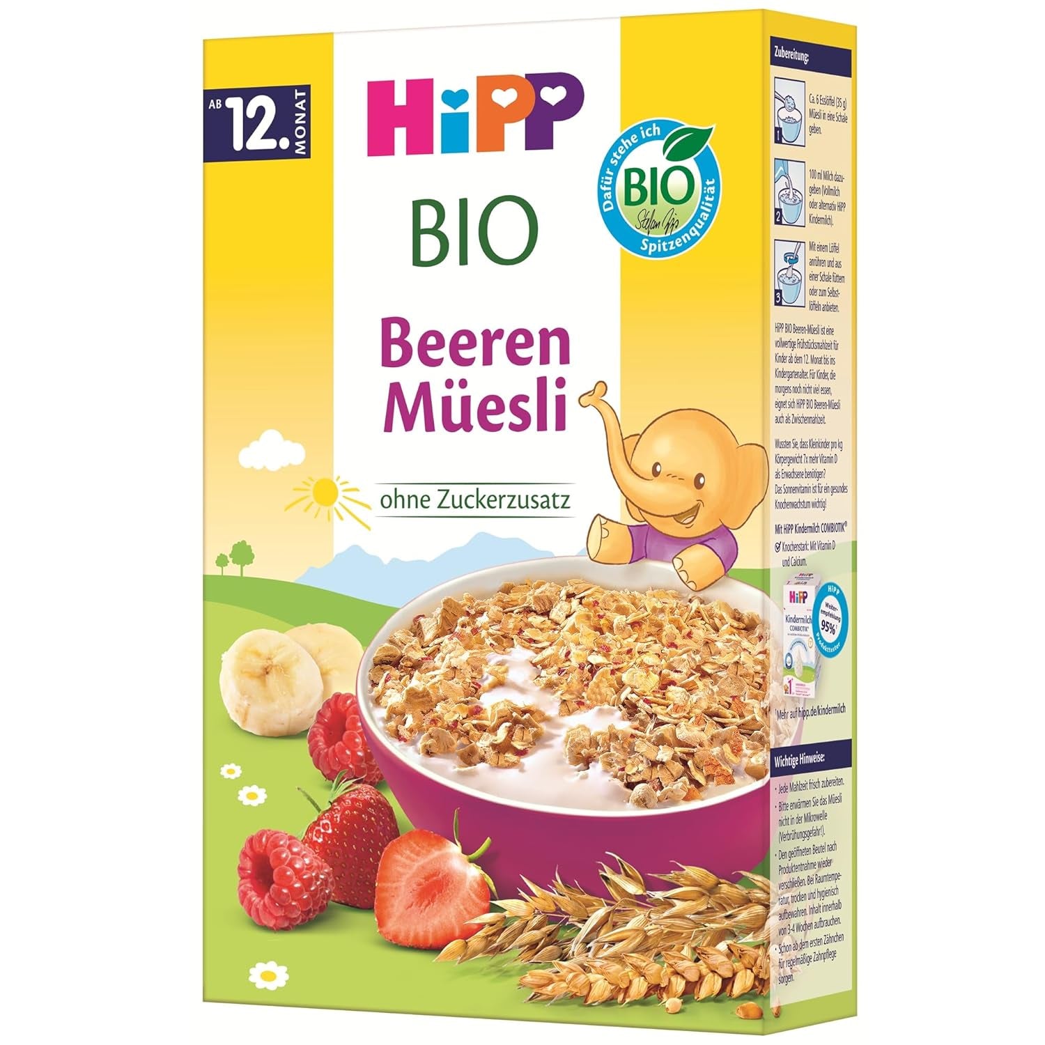 HiPP Bio Beeren-Müesli (8 x 200g), ab 12. Monat, sans Zuckerzusatz, besonders fine Stückchen - leicht zu chewen, in best Bio-Qualität