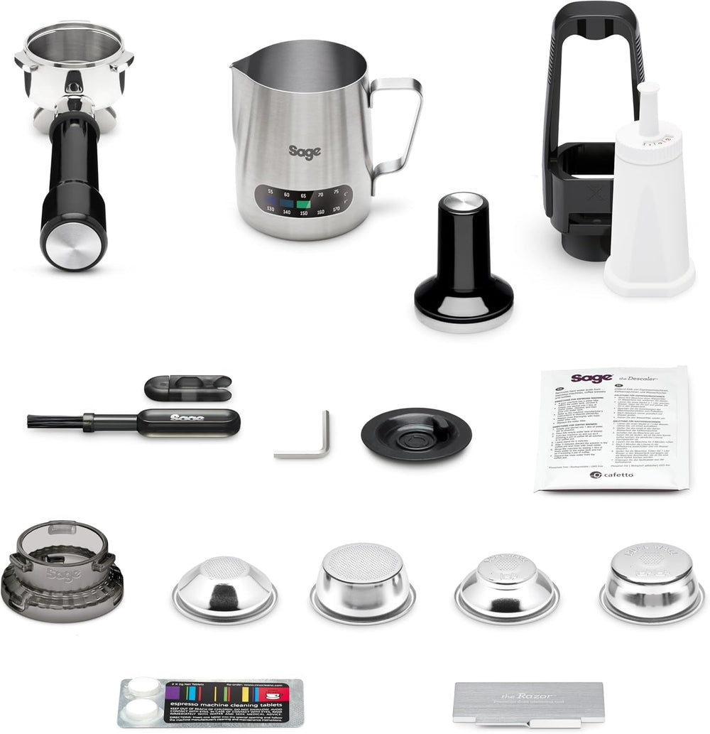 Sage - The Barista Express - Machine à expresso avec mousseur à lait manuel et moulin intégré - 16 réglages de mouture, mouture automatique, mousse de lait individuelle - Truffe Noire