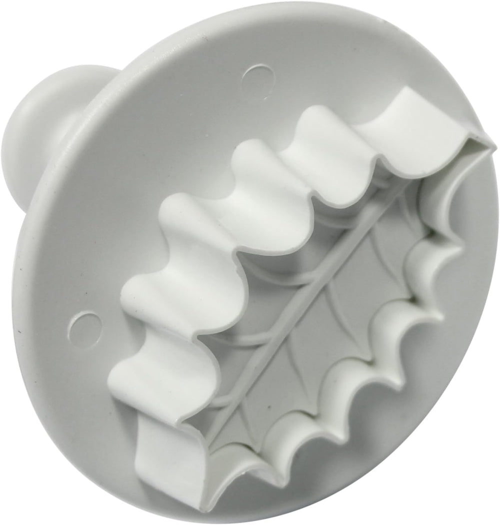 HL544 Matrices de gaufrage de feuilles Ilex nervurées, petites, moyennes et grandes, plastique, blanc, lot de 3