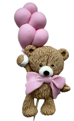 Décoration Comestible Ourson avec Ballons – Topper Sucre 12 cm pour Gâteaux de Fête