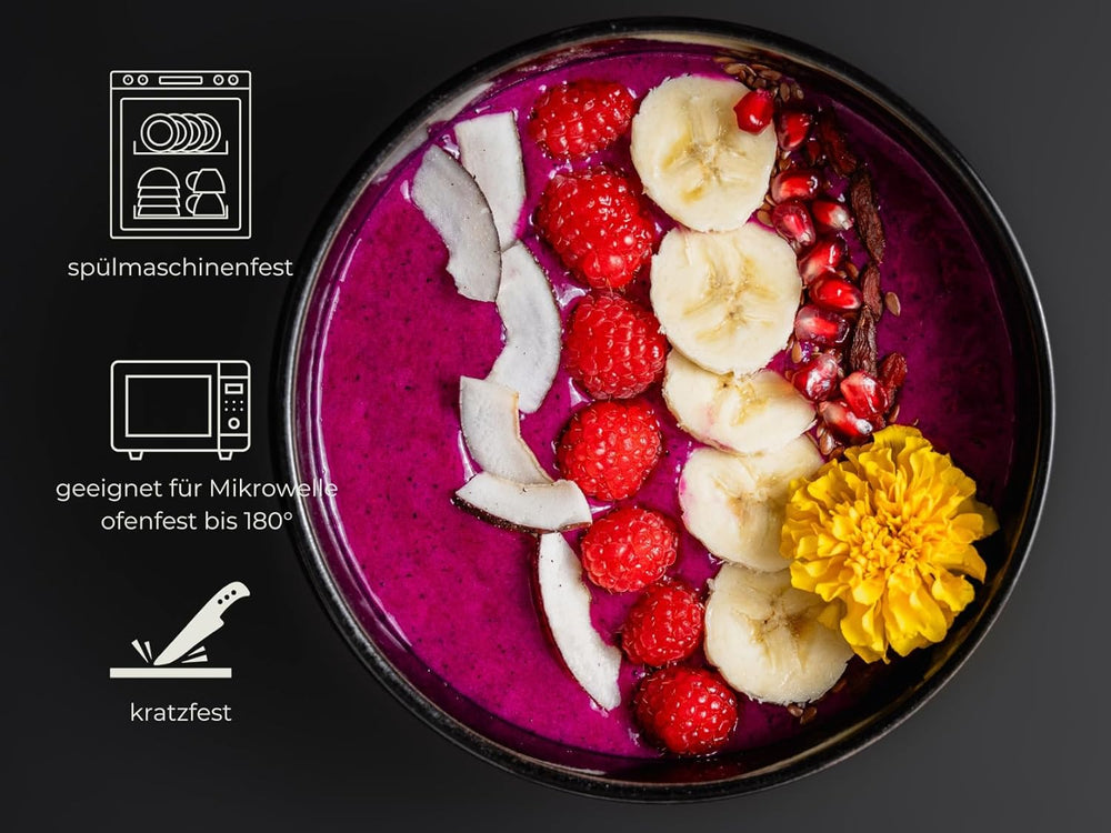 Ensemble de bols et assiettes en grès noir [12 pièces pour 4 personnes] Ensemble de vaisselle noir 100 % fait main avec glaçage réactif de qualité supérieure