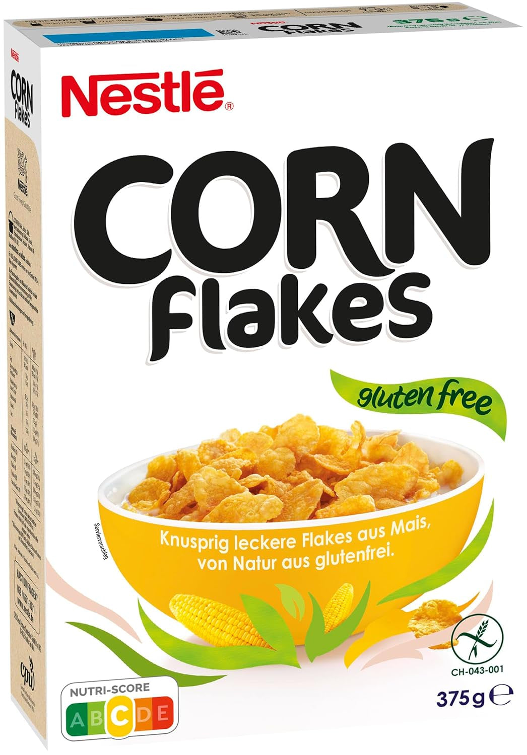 Nestlé Cereals Corn Flakes, Corn Flakes classiques, sans gluten, paquet de 1 (1 x 375 g)