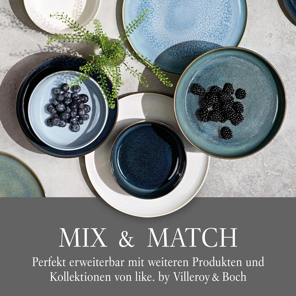 comme. de Villeroy & Boch – Service de table en coton artisanal 4 teilig Weiß, Spülmaschinenfest, Mikrowellensicher, Geschirrset, Tafelservice Modern, Speiseteller, Tiefe Teller, Pottery-Look, Premium Porzellan