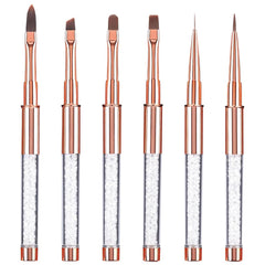 6 pièces brosses à ongles avec capuchon ongles UV Gel acrylique brosse à ongles brosse à ongles Gel partiel ensemble de pinceaux d'art des ongles