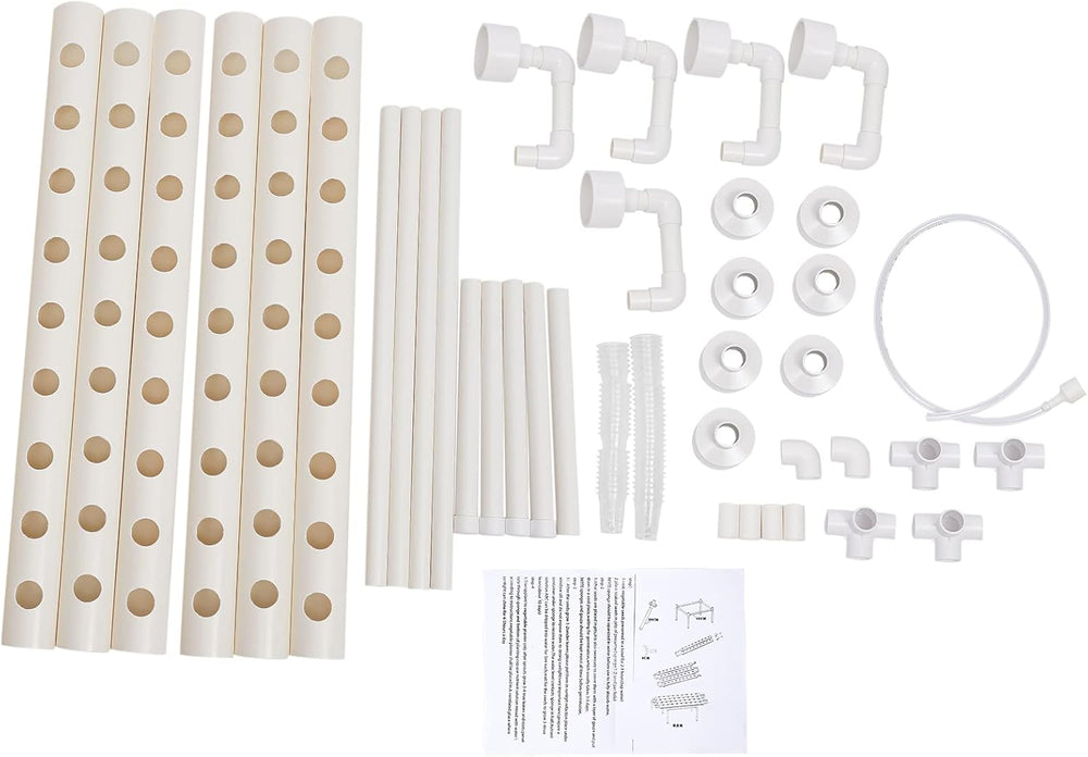Kit de culture hydroponique 1 couche avec 54 jardinières, systèmes de culture de plantes sans sol en PVC avec pompe à eau, kits de culture hydroponique pour cultiver des légumes et des fruits sur les balcons, les jardins, les patios et les cours