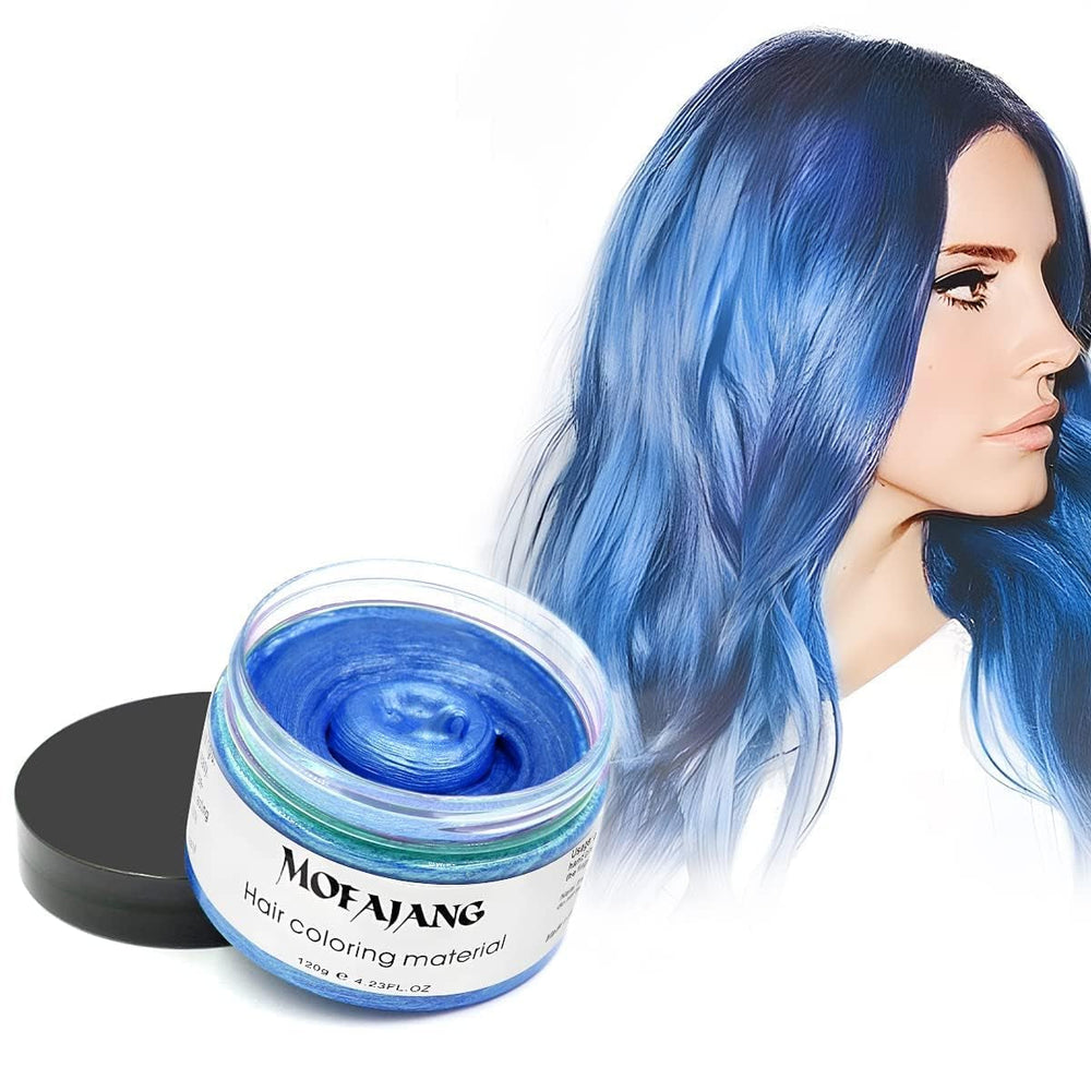 Coloration temporaire des cheveux 4,23 onces de cire de couleur pour hommes femmes lavable couleur naturelle pommade teinture capillaire instantanée pour fête cosplay Halloween (rouge) Naty Shop teinture capillaire bleu 120G (1 paquet)