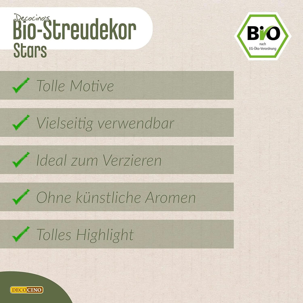 DECOCINO Sprinkle Étoiles Bio, 50 grammes Sprinkles Naty Shop