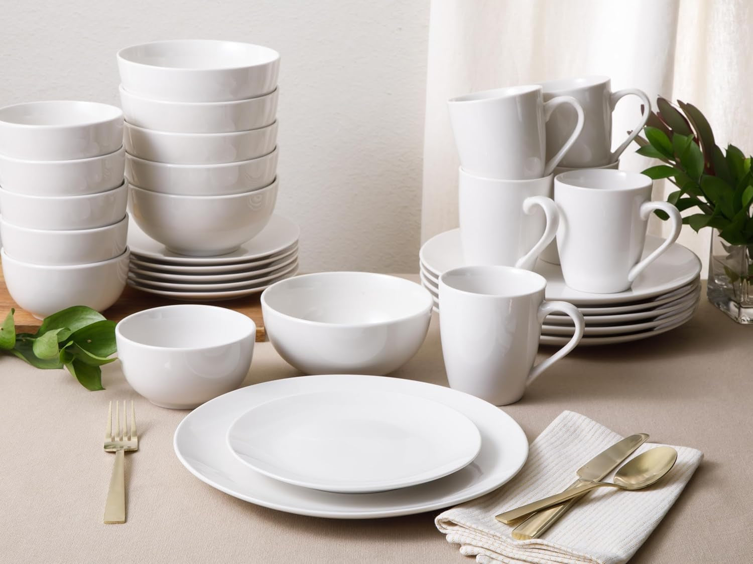 Set de veselă din porțelan Zen Buffet, serviciu pentru 6 persoane (30 piese), alb (cupe)