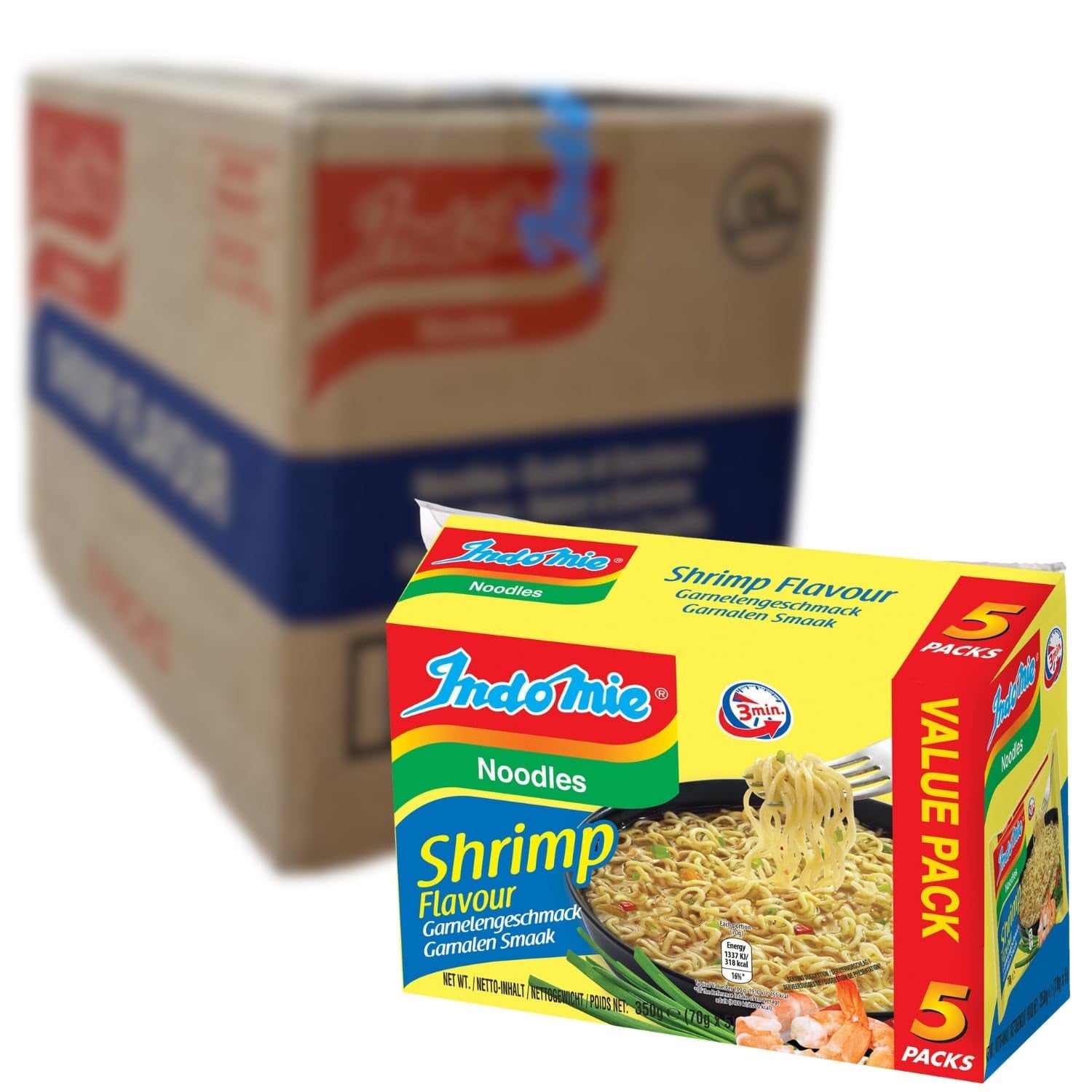 INDOMIE - Nouilles instantanées aux crevettes, paquet de 5 - (1 x 5 x 70 g)