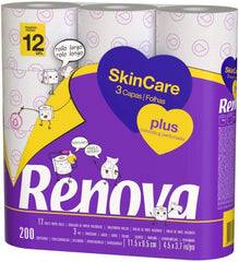 Renova - Papier toilette Skin Care Plus, Décoré, Parfumé - 12 rouleaux (Papier toilette)