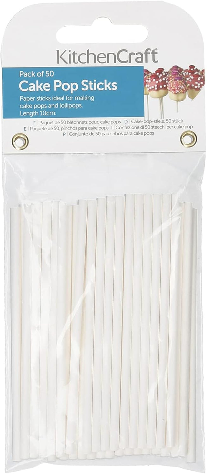 KitchenCraft Sweetly Does It CakePops Petits Cake Pops en Papier [50 Pièces] - 10 cm - Blanc - Cake Pops