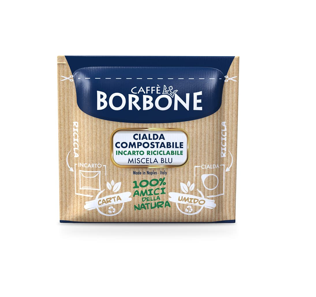 Caffè Borbone Kaffeepads compostables, bleu Kaffeemischung - 50 tampons - compatibles avec les tampons en papier du système ESE 44 mm