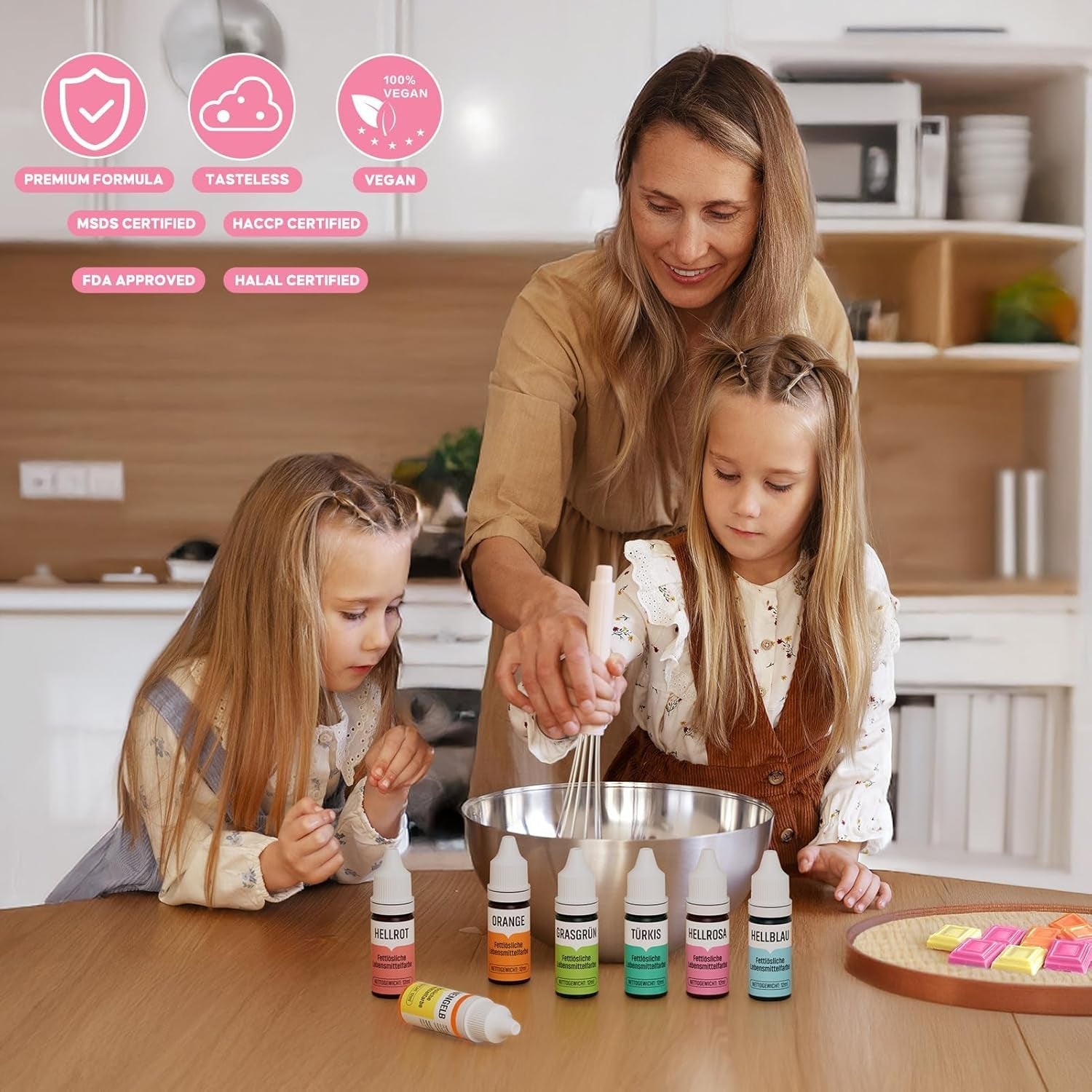 Colorant alimentaire liposoluble 7 couleurs Macaron x 12 ml, colorant alimentaire à base d'huile hautement concentré pour chocolat, colorant alimentaire pour décoration de gâteaux, muffins, pâtisserie, glaçage, fondant