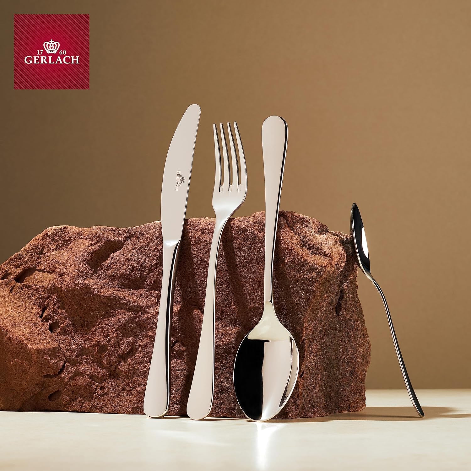 Gerlach Flow Besteck-Set 6 Personen Spülmaschinenfest Essbesteck Besteck Aus Edelstahl Messer Gabel Löffel Teelöffel Tafelbesteck Rostfrei 24 Stk, Silberglänzend Bucatarie Naty Shop